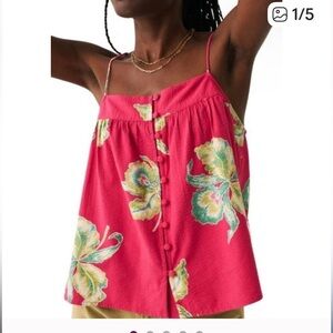 Faherty Marina Seersucker Top Size Medium NWOT Pink Orchid